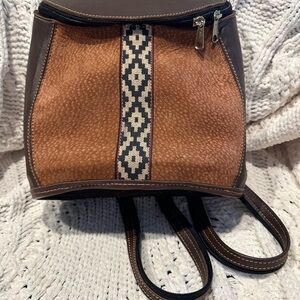 Vintage Leather Backpack Shoulder Bag Rucksack Convertible Western Cowboy Rustic